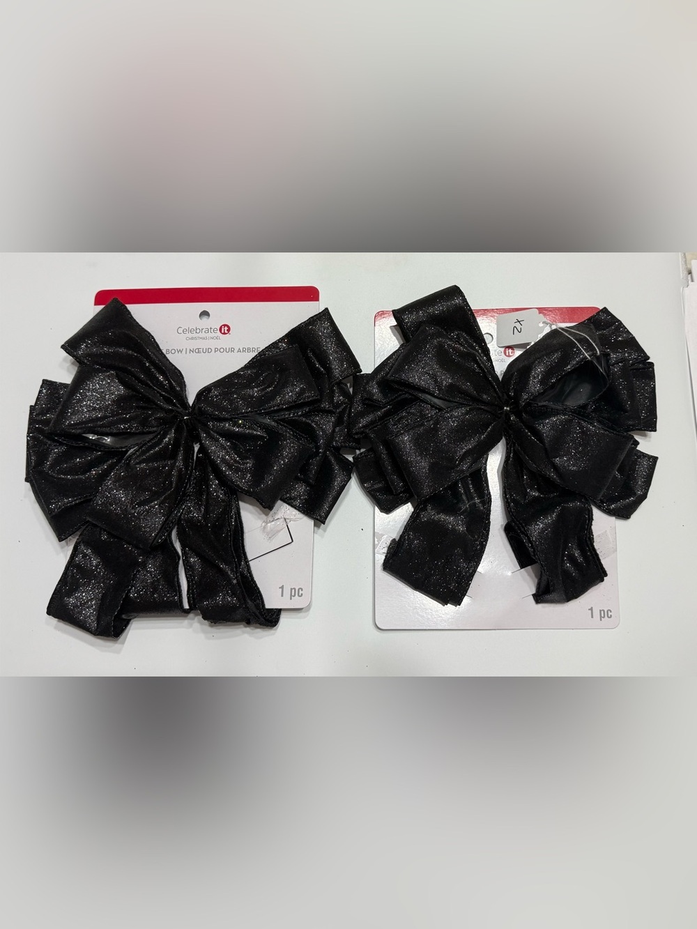 Celebrate It Glittery Black Bows set of 2